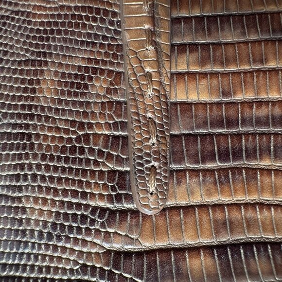 VTG Y2K Faux Snakeskin Double Handles Purse Shoulder Bag Sondra Roberts Brown - Picture 9 of 15